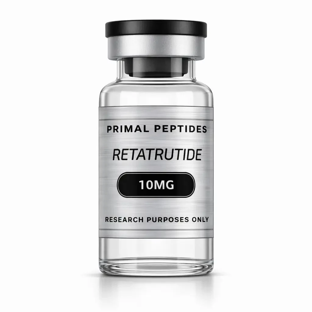 Retatrutide vial · in-vitro research reference material